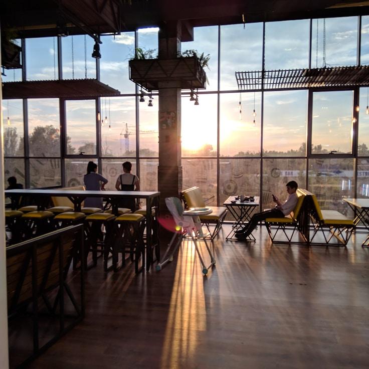 Modern shopping mall interior with family areas